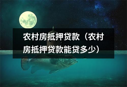农村房抵押贷款（农村房抵押贷款能贷多少）