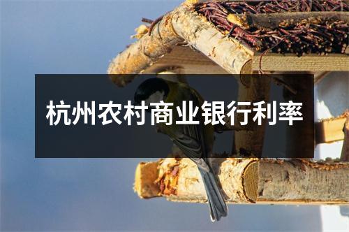 杭州农村商业银行利率