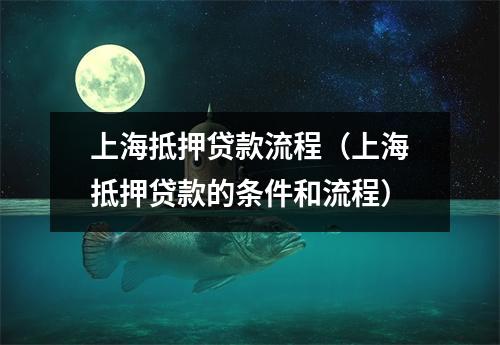 上海抵押贷款流程（上海抵押贷款的条件和流程）