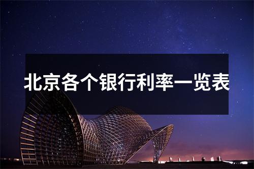 北京各个银行利率一览表
