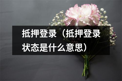 抵押登录(抵押登录状态是什么意思)