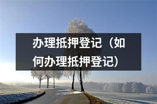 办理抵押登记（如何办理抵押登记）