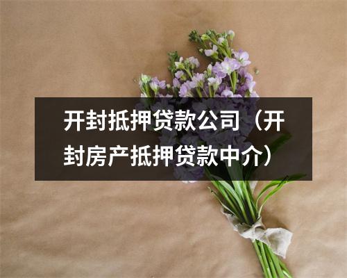 开封抵押贷款公司（开封房产抵押贷款中介）