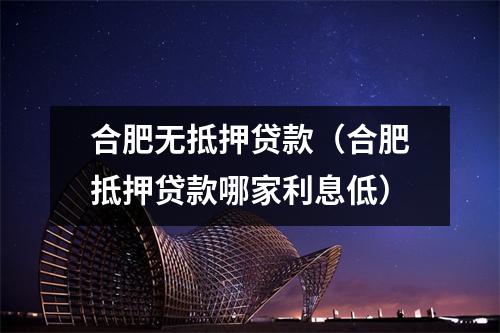 合肥无抵押贷款（合肥抵押贷款哪家利息低）