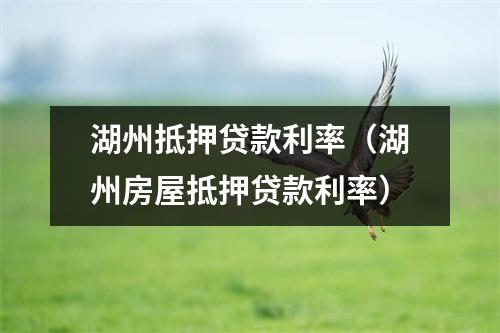 湖州抵押贷款利率（湖州房屋抵押贷款利率）