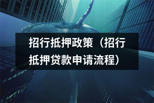 招行抵押政策（招行抵押贷款申请流程）