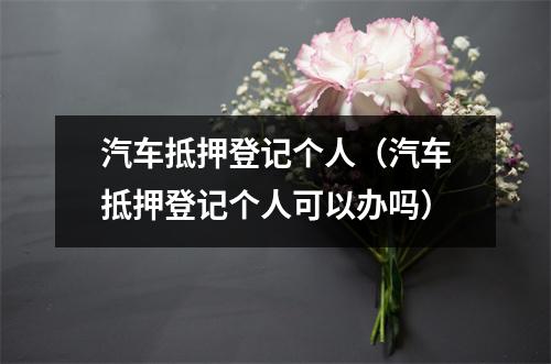 汽车抵押登记个人（汽车抵押登记个人可以办吗）