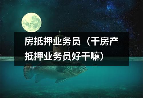 房抵押业务员（干房产抵押业务员好干嘛）