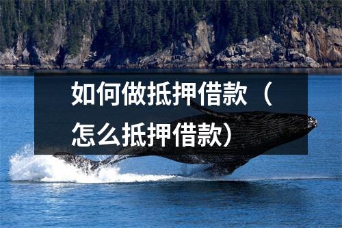 如何做抵押借款（怎么抵押借款）