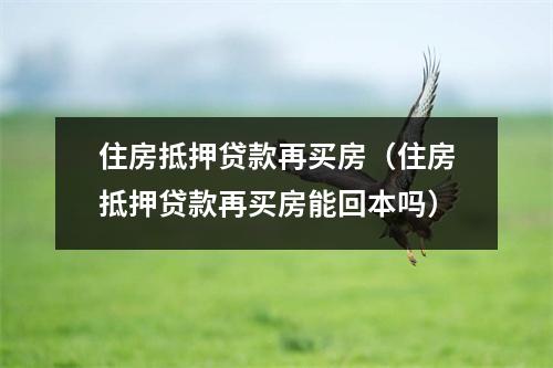 住房抵押贷款再买房（住房抵押贷款再买房能回本吗）