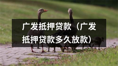 广发抵押贷款（广发抵押贷款多久放款）