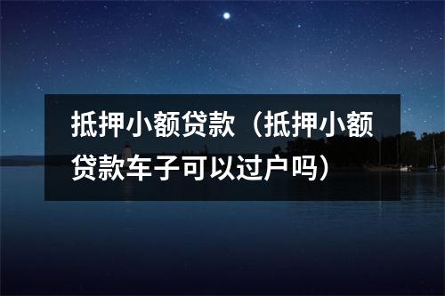 抵押小额贷款（抵押小额贷款车子可以过户吗）