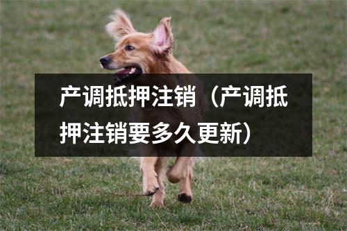 产调抵押注销（产调抵押注销要多久更新）