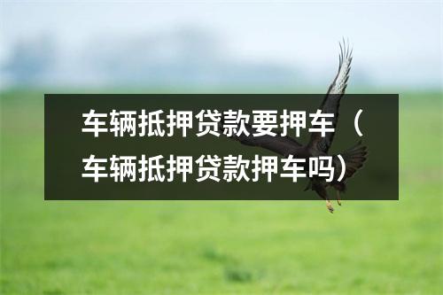 车辆抵押贷款要押车（车辆抵押贷款押车吗）