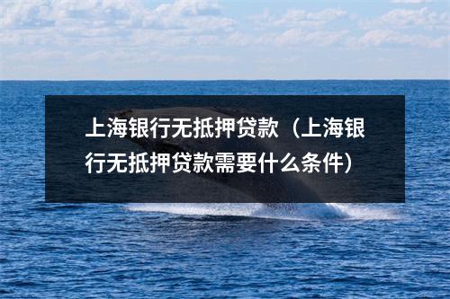 上海银行无抵押贷款（上海银行无抵押贷款需要什么条件）