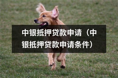 中银抵押贷款申请（中银抵押贷款申请条件）