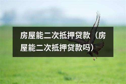 房屋能二次抵押贷款（房屋能二次抵押贷款吗）