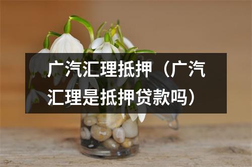 广汽汇理抵押（广汽汇理是抵押贷款吗）