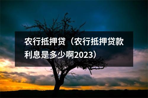 农行抵押贷(农行抵押贷款利息是多少啊2023)