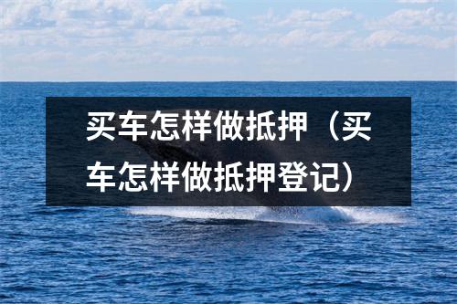 买车怎样做抵押（买车怎样做抵押登记）