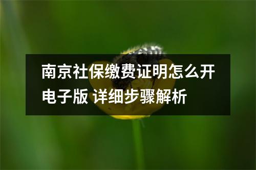 南京社保缴费证明怎么开电子版 详细步骤解析