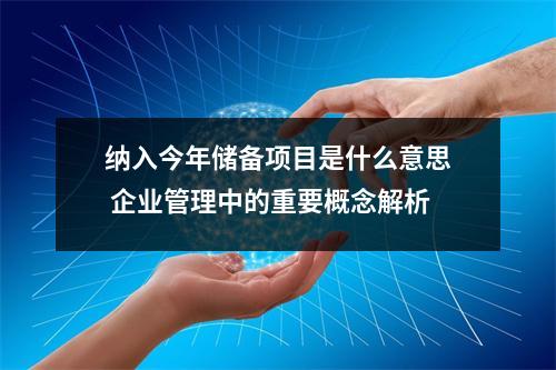 纳入今年储备项目是什么意思 企业管理中的重要概念解析