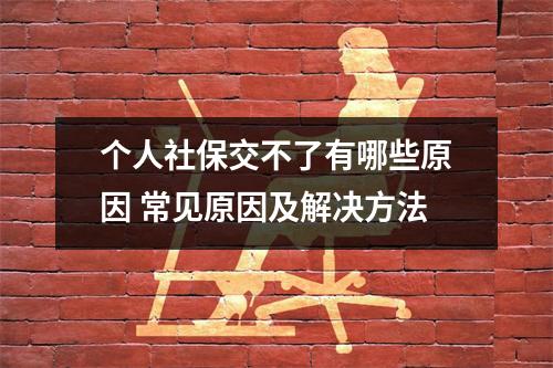 个人社保交不了有哪些原因 常见原因及解决方法