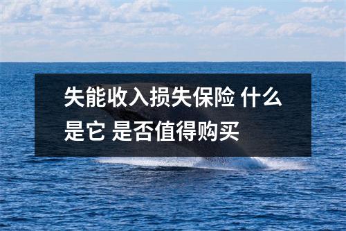失能收入损失保险 什么是它 是否值得购买 