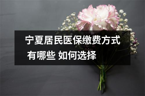 宁夏居民医保缴费方式 有哪些 如何选择