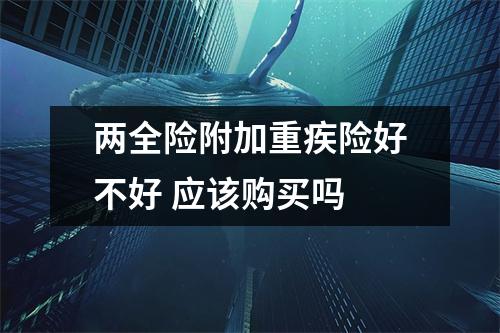 两全险附加重疾险好不好 应该购买吗 