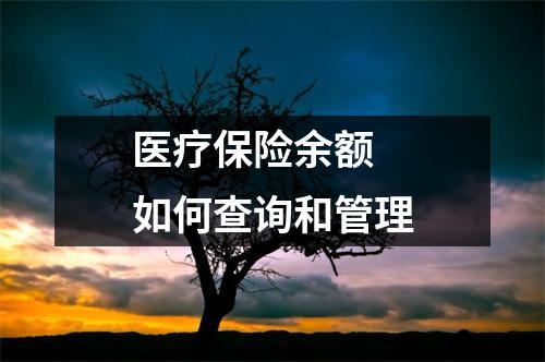 医疗保险余额 如何查询和管理