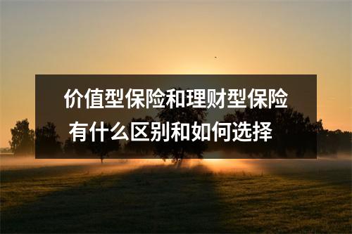 价值型保险和理财型保险 有什么区别和如何选择