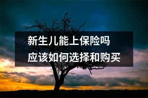 新生儿能上保险吗 应该如何选择和购买