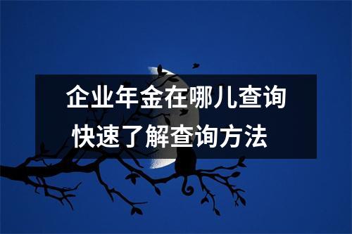 企业年金在哪儿查询 快速了解查询方法