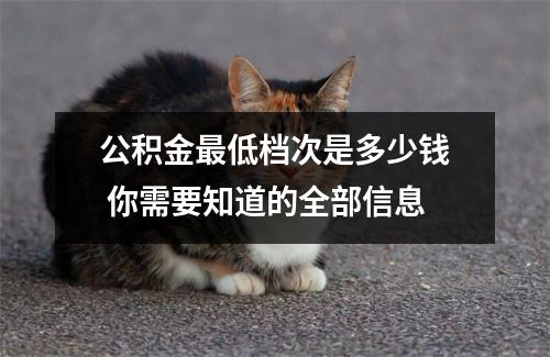 公积金最低档次是多少钱 你需要知道的全部信息