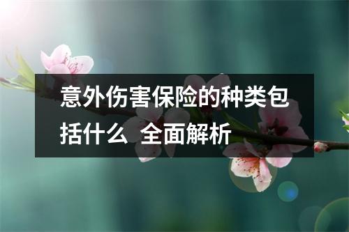 意外伤害保险的种类包括什么 全面解析