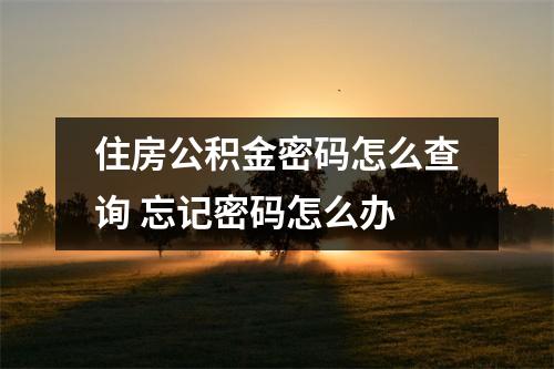 住房公积金密码怎么查询 忘记密码怎么办