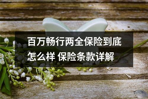百万畅行两全保险到底怎么样 保险条款详解