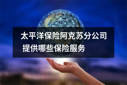 太平洋保险阿克苏分公司 提供哪些保险服务