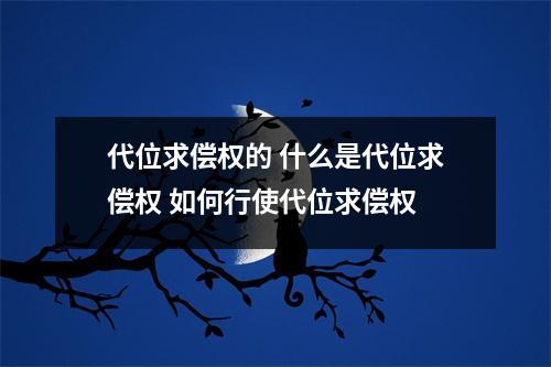 代位求偿权的 什么是代位求偿权 如何行使代位求偿权