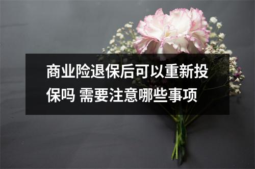 商业险退保后可以重新投保吗 需要注意哪些事项