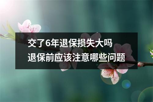 交了6年退保损失大吗 退保前应该注意哪些问题