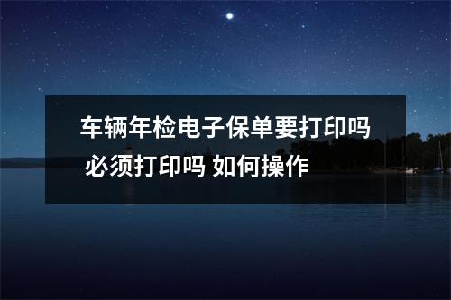 车辆年检电子保单要打印吗 必须打印吗 如何操作