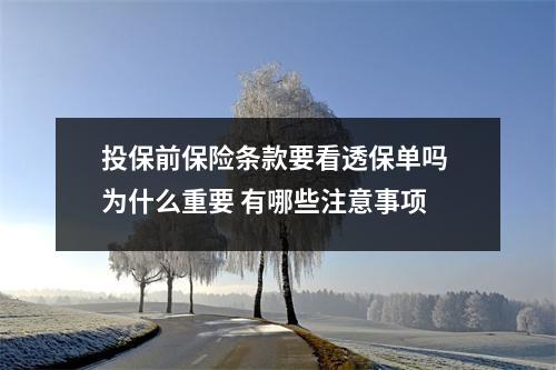 投保前保险条款要看透保单吗 为什么重要 有哪些注意事项