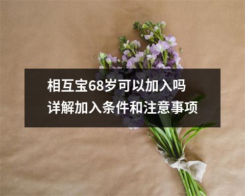 相互宝68岁可以加入吗 详解加入条件和注意事项