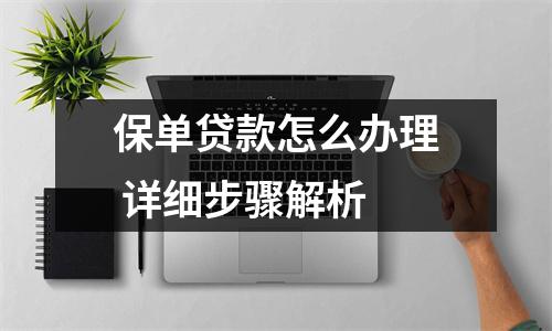 保单贷款怎么办理 详细步骤解析