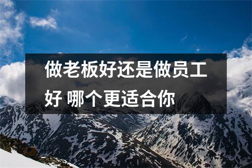 做老板好还是做员工好 哪个更适合你