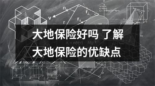 大地保险好吗 了解大地保险的优缺点