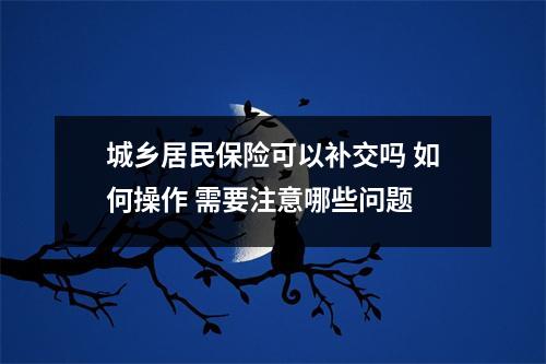 城乡居民保险可以补交吗 如何操作 需要注意哪些问题