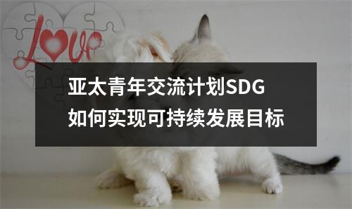 亚太青年交流计划SDG 如何实现可持续发展目标